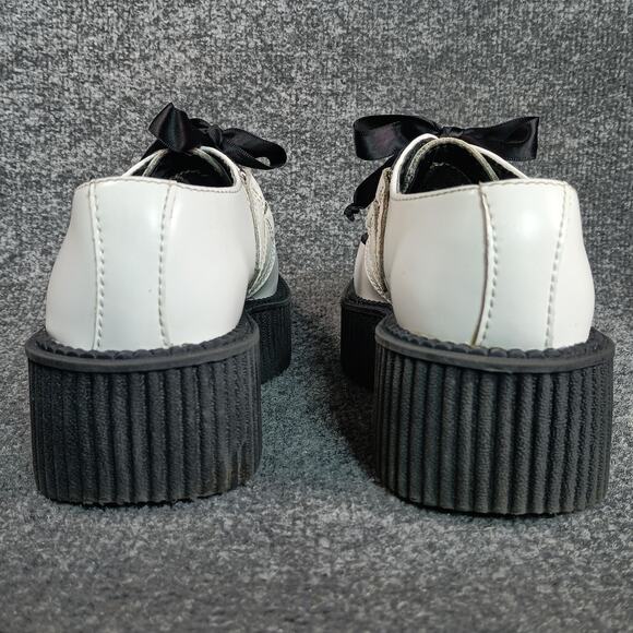 T.U.K Shoes Womens Size 5 White Platform Creepers D-Ring Checkerboard A6803 - Picture 5 of 9